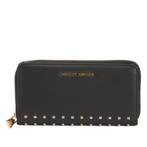Badgley Mischka Studded Zip Around Wallet (Black)